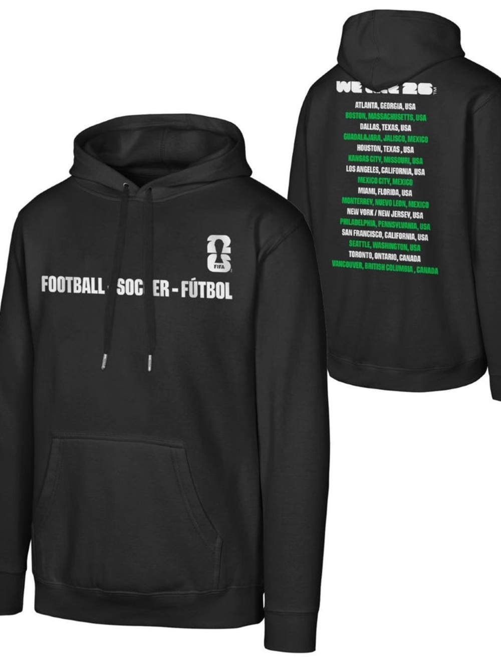 FIFA World Cup Black 'Football - Soccer - Fútbol' Pullover Hoodie - size XL
